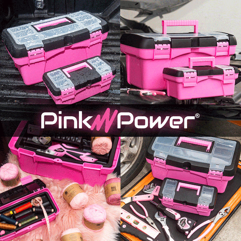 Pink Power Pink Tool Box Set - Storage for Sewing, Art & Craft